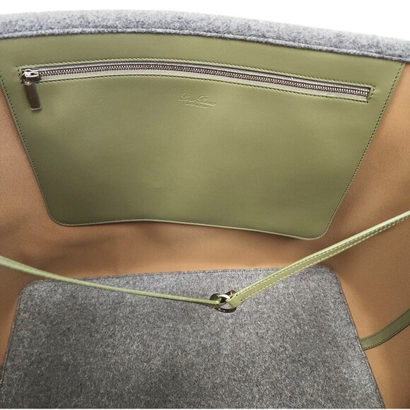 Loro Piana Women's XL Carry Everything Tote Melton Cashmere Leather Shopper Bag - Picture 7 of 7